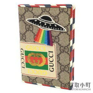 Gucci Courrier GG Supreme passport Wallet Beige Holder Embroidered UFO
